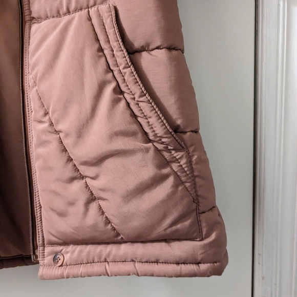 Super Warm Vintage Barbie Dusty Pink Mauve Sheen Ski Jacket Puffer Coat - Picture 2 of 6